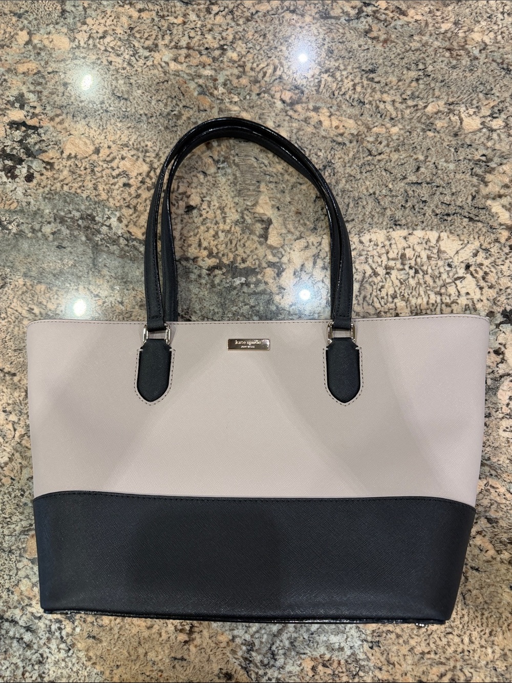 kate spade Two-Tone Black and Light Gray Structured Tote